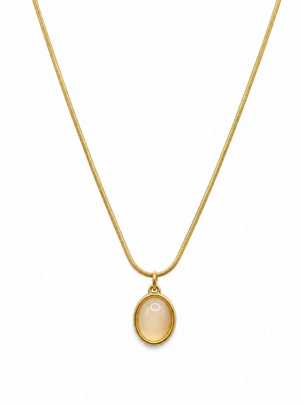 White Chalcedony Oval Necklace
